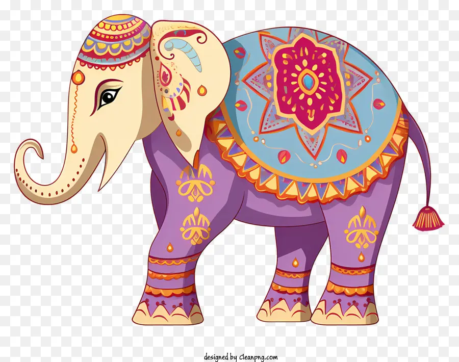 Elefante Azul E Roxo，Padrões Ornamentados No Elefante PNG