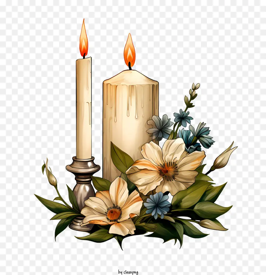 Flor Do Dia De Finados，Velas E Flores PNG