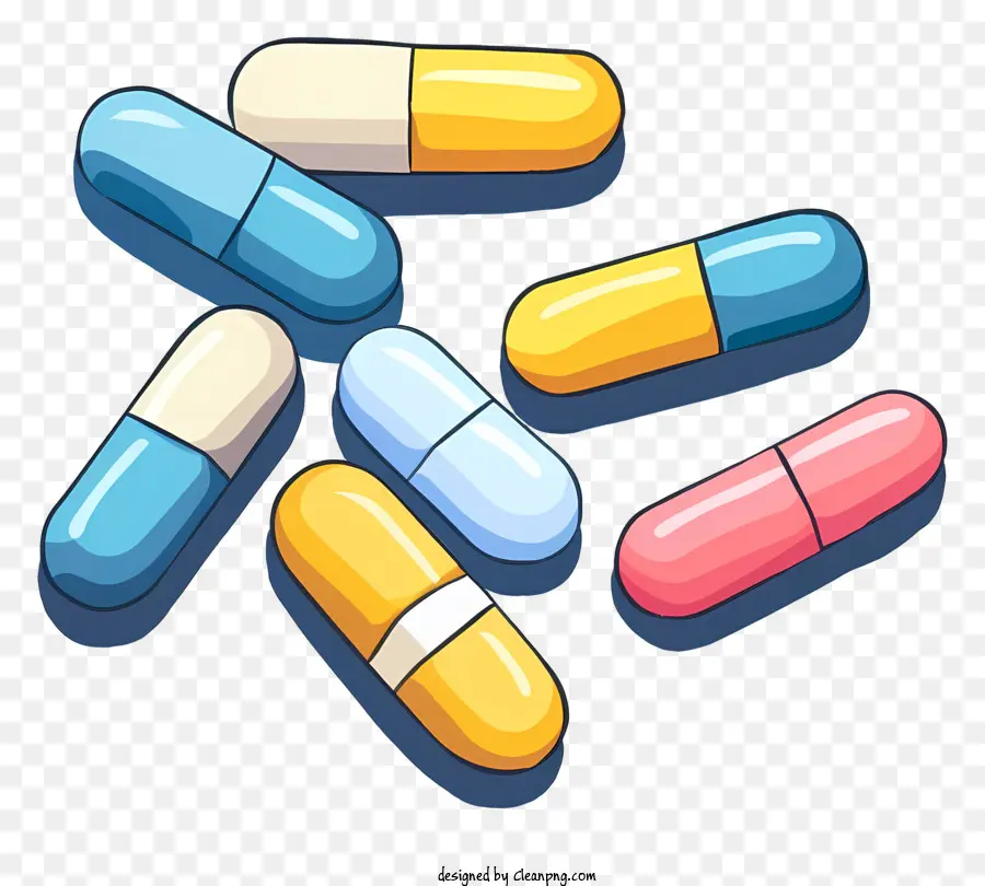 Comprimidos，Pílulas Coloridas Diferentes PNG
