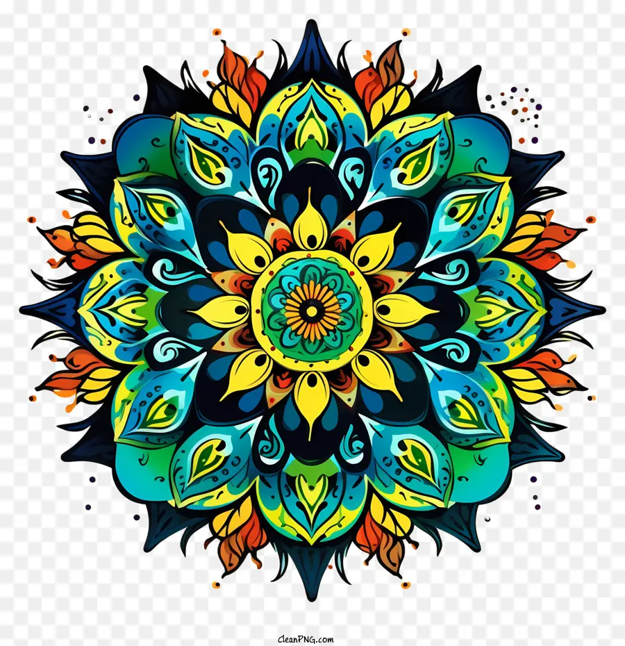 Projeto Mandala，Cores Vibrantes PNG