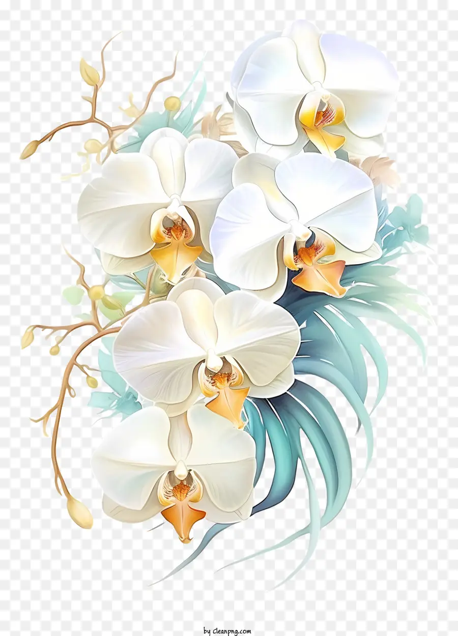 Trabalho De Arte Digital，Orquídeas Brancas PNG