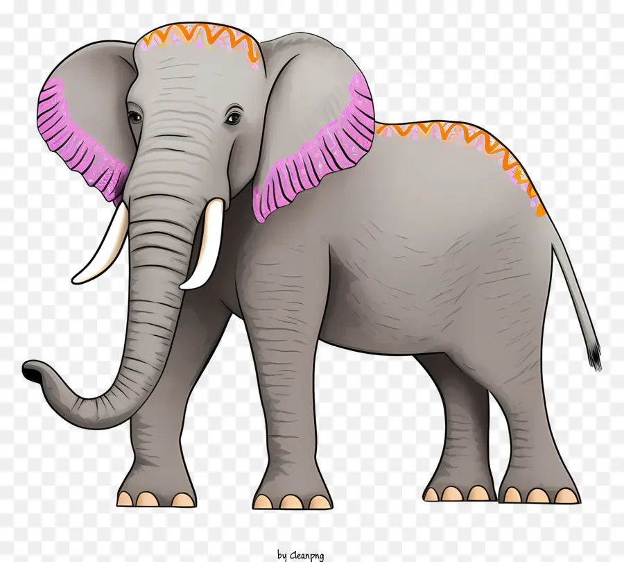 Elefante Ornamentado，Elefante Rosa E Roxo PNG