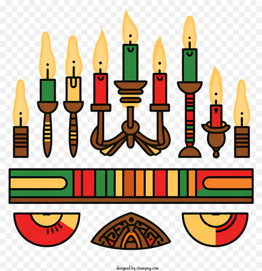 Guirlanda Decorada，Velas Kwanzaa PNG