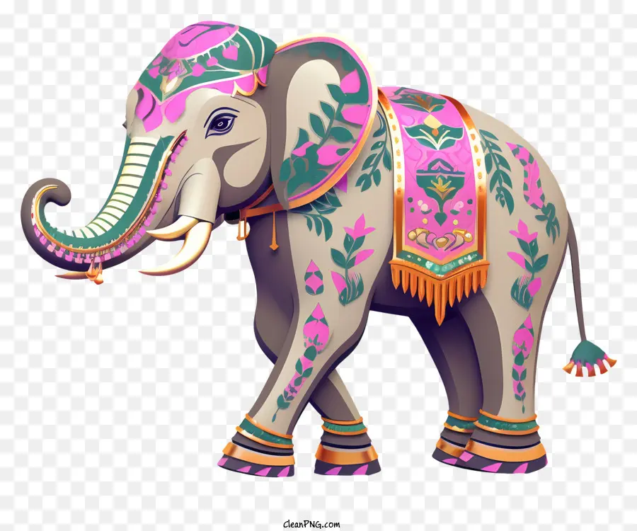 Elefante Em Sari，Elefante Usando Sari Ornamentado PNG