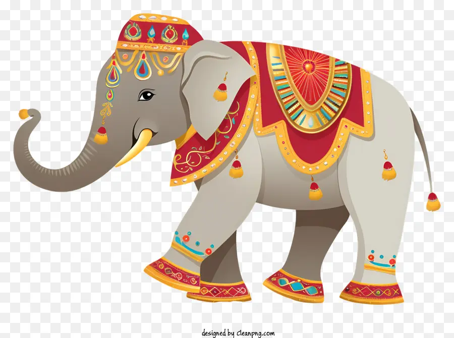 Cartoon Elefante，Traje Tradicional PNG
