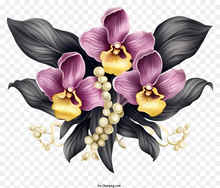 Cor De Rosa Orquídea，Pétalas Roxas PNG