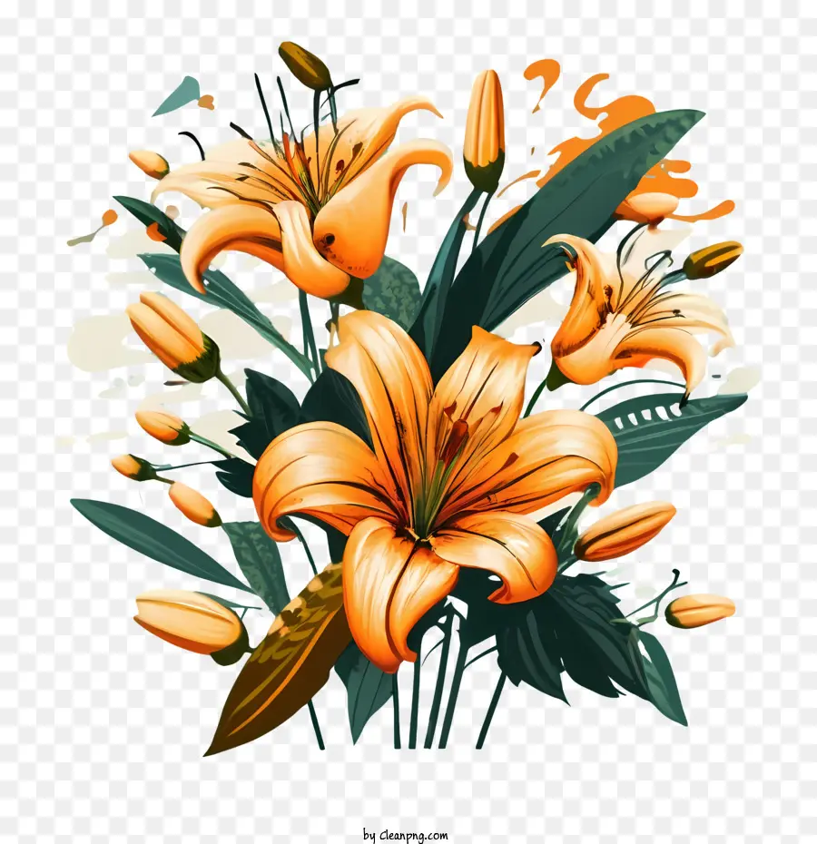 Flores De Lírio，Lírios De Laranja PNG