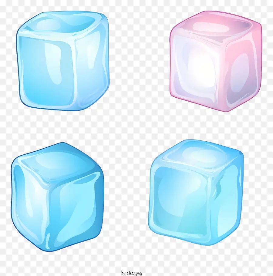 Cubos De Gelo，Gelo Azul E Rosa PNG