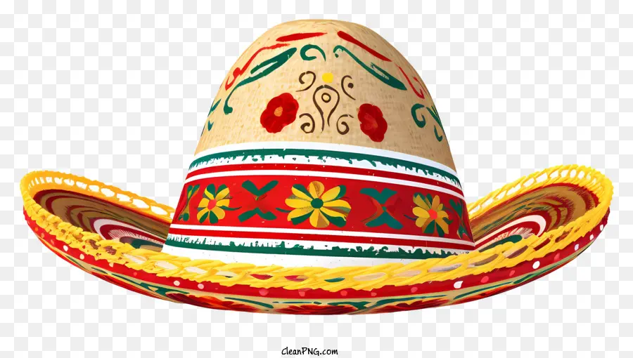 Sombrero Mexicano，Chapéu De Padrão Floral PNG
