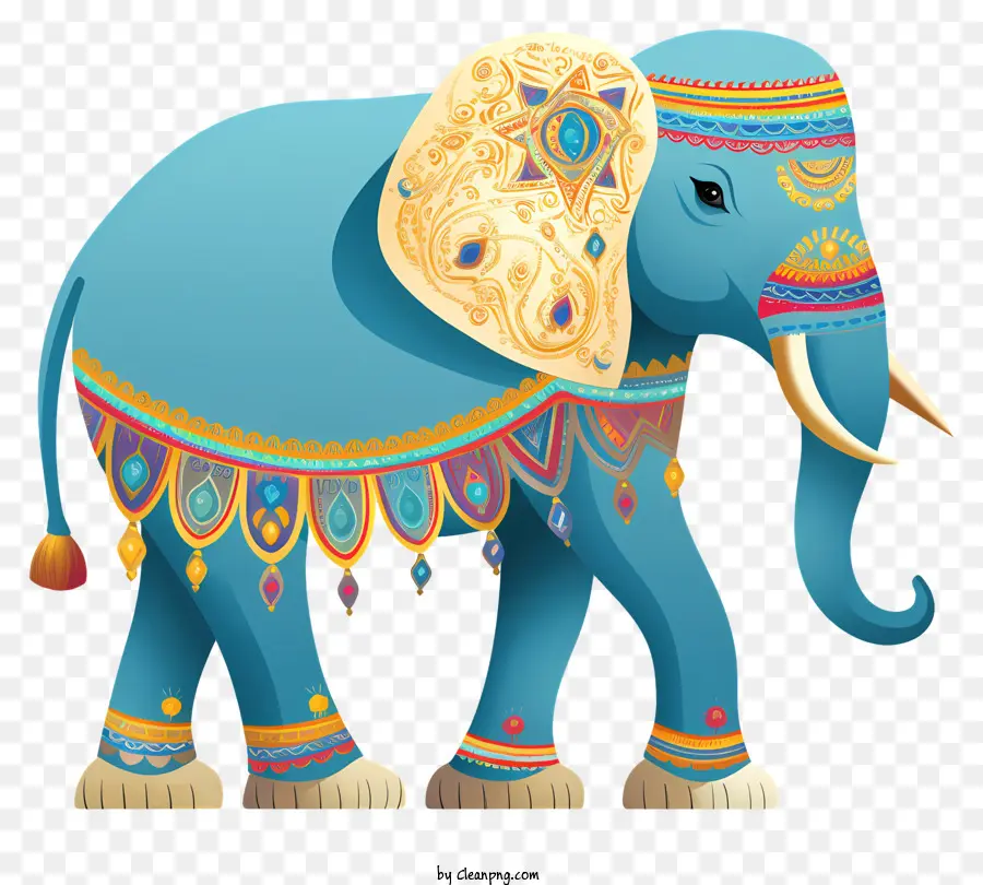 Elefante Azul，Designs Intrincados PNG