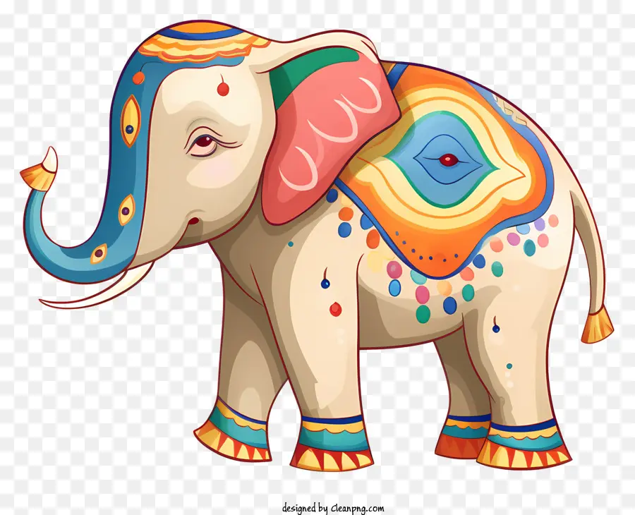 Elefante Colorido，Corpo Pintado PNG