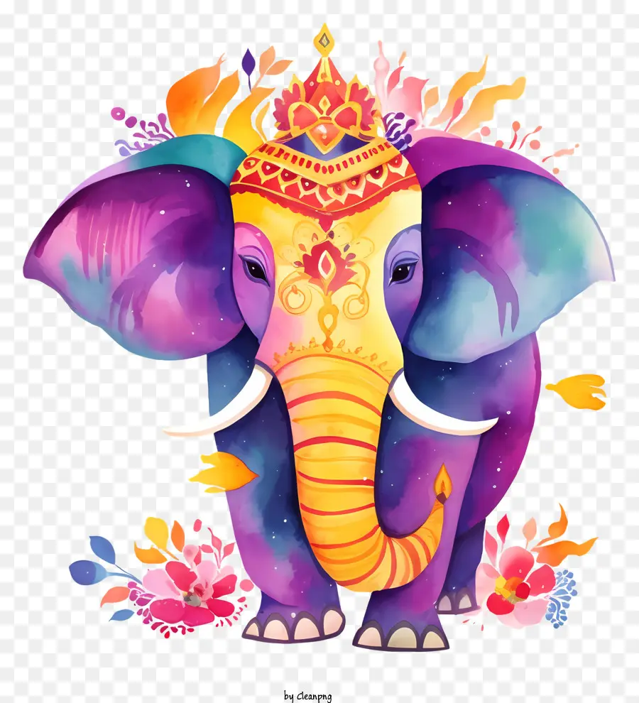 Elefante Colorido，Elefante Ornamentado PNG