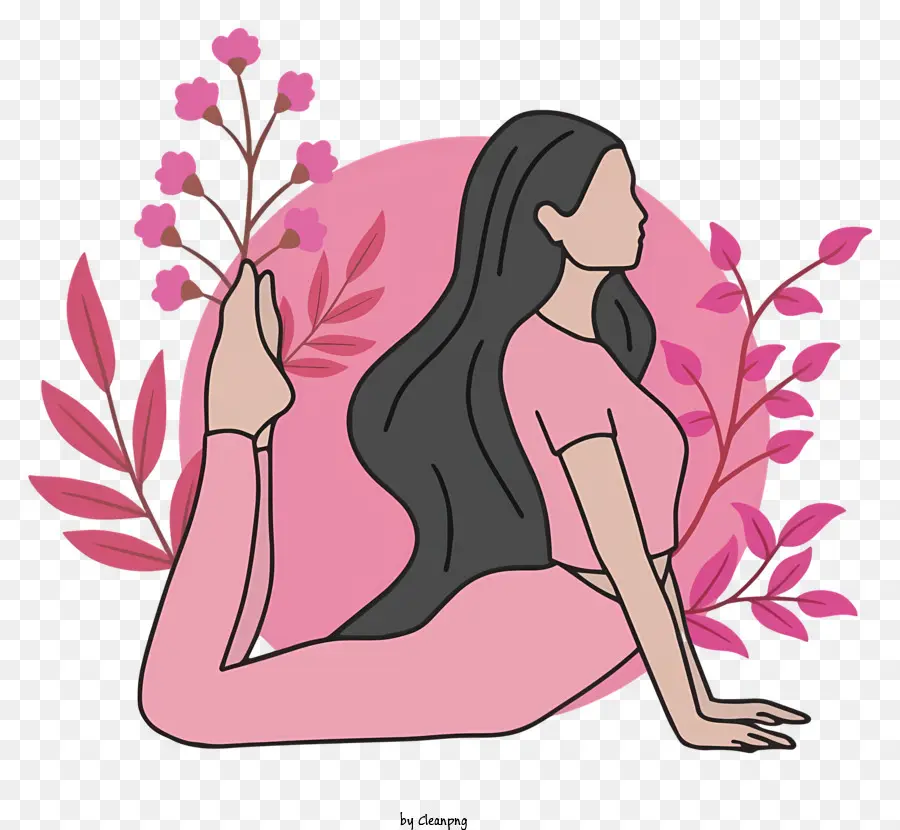 Yoga Pose，Fundo Rosa PNG