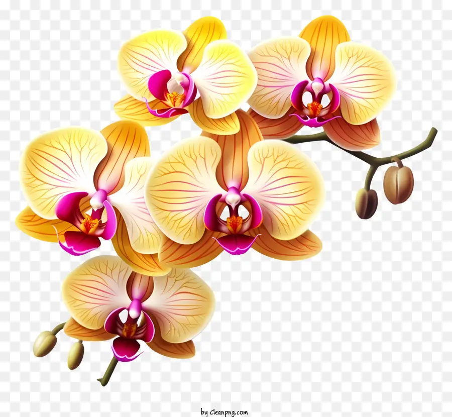 Orquídeas Amarelas，Black Background PNG