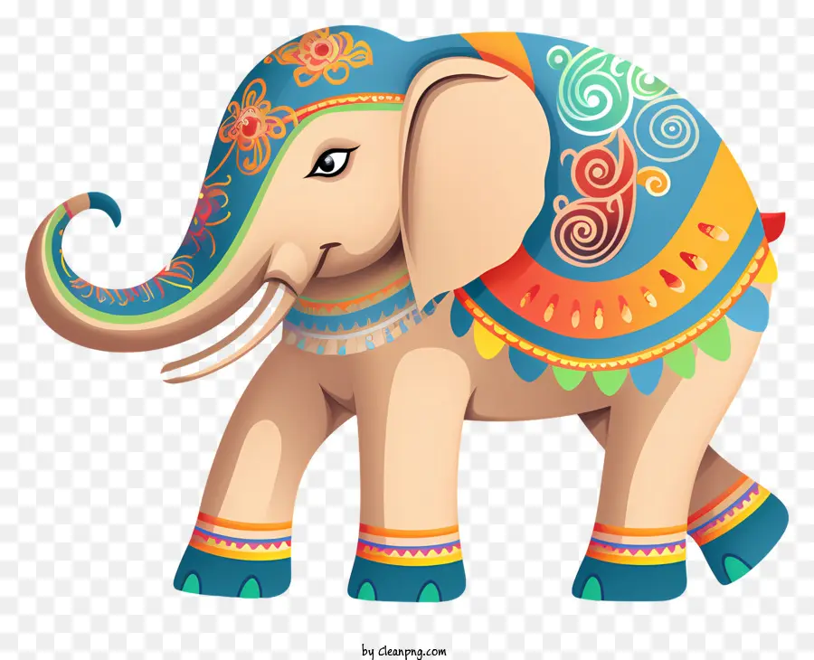 Elefante，Design Multicolorido PNG
