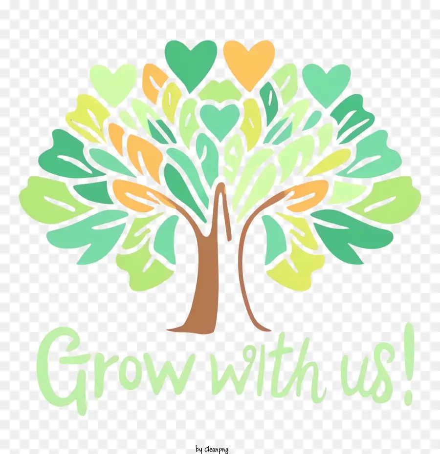 Crescer Conosco，árvore Com Corações PNG