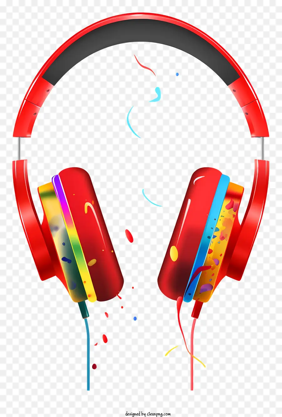 Fones De Ouvido Vermelho，Cordões Coloridos PNG