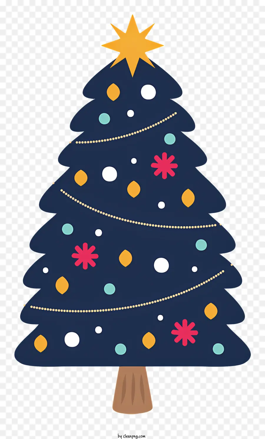 Azul árvore De Natal，Decorações Vermelhas E Amarelas PNG