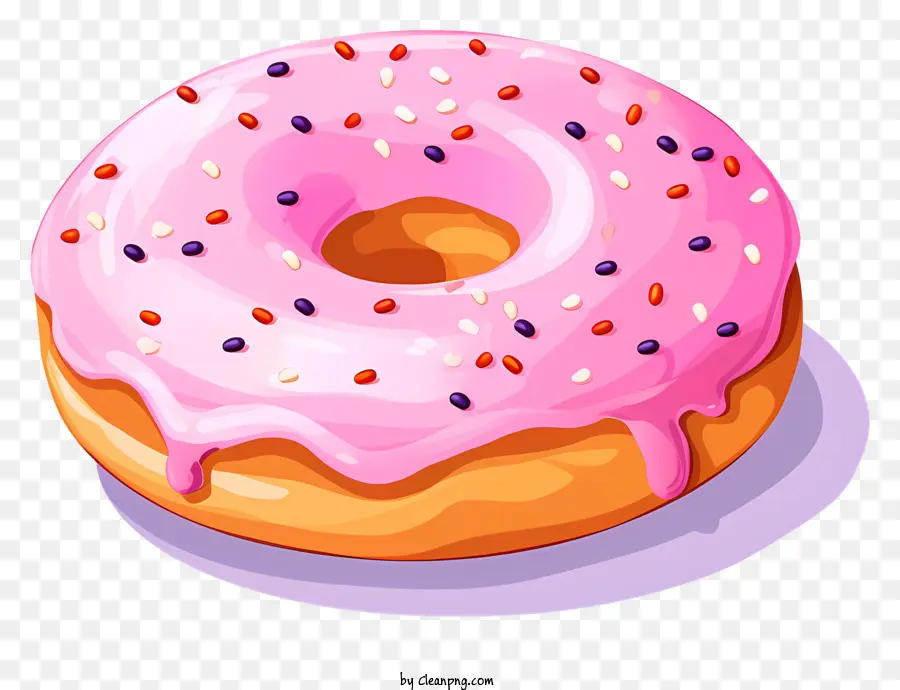 Donut Com Vidro Rosa，Arco íris Polvilha PNG