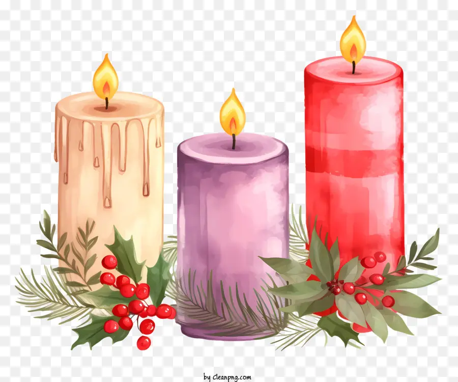 Velas Vermelhas，Decorações De Natal PNG