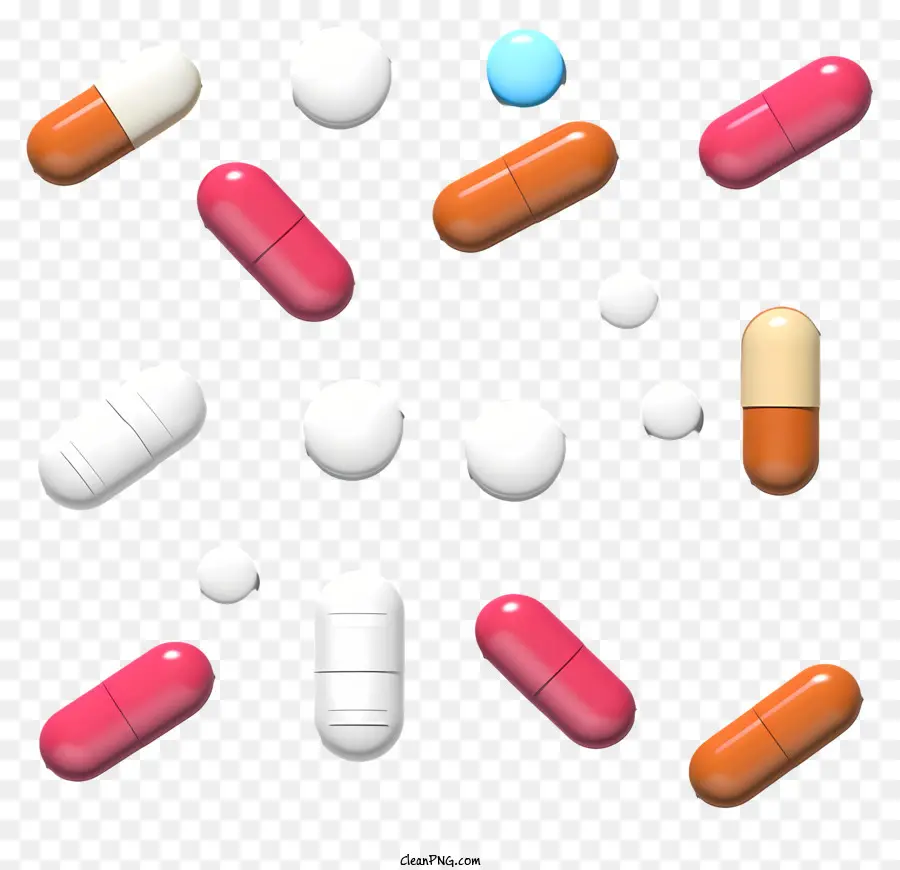 Pílulas Coloridas，Pílulas Na Superfície Preta PNG