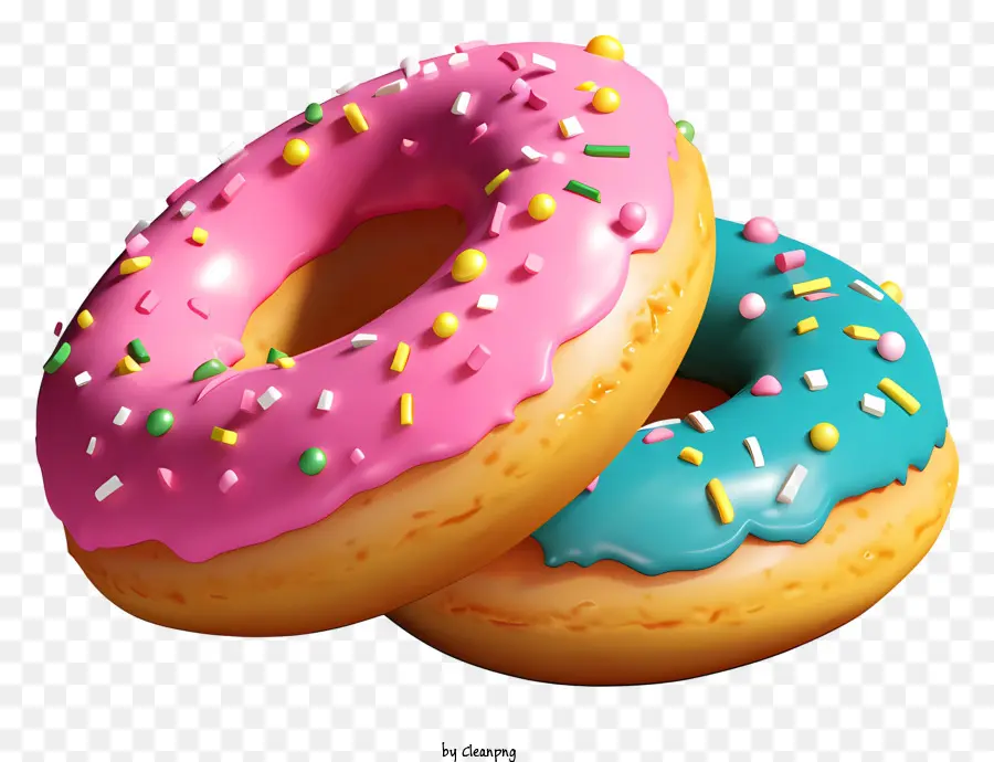 Donuts Envidraçados，Donuts Rosa E Azul PNG