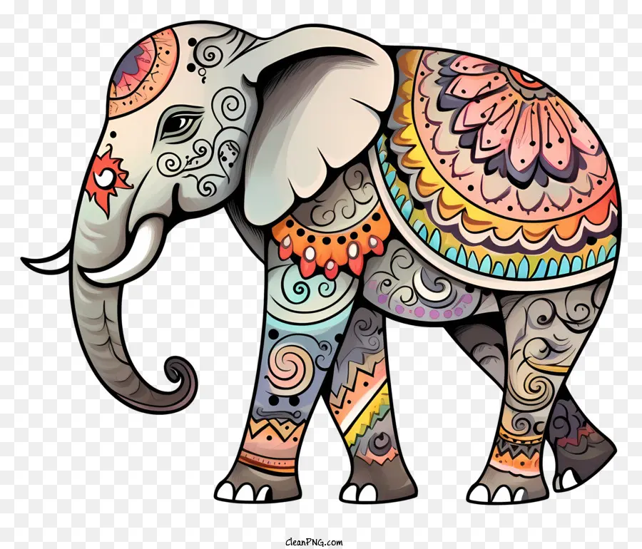 Elefante，Design Floral PNG