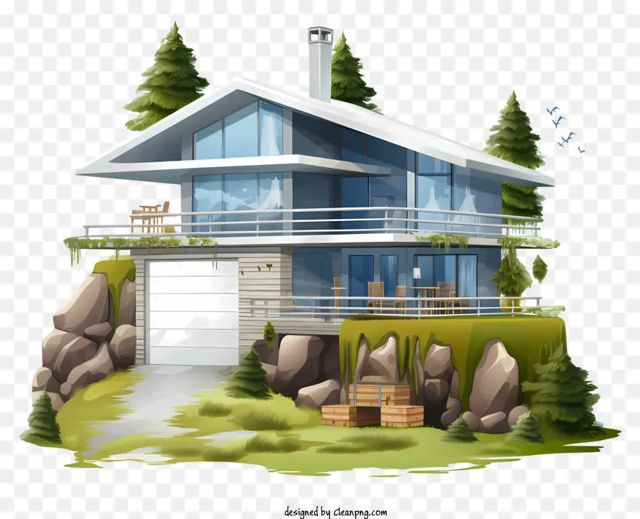 O Modern House，Afloramento Rochoso PNG