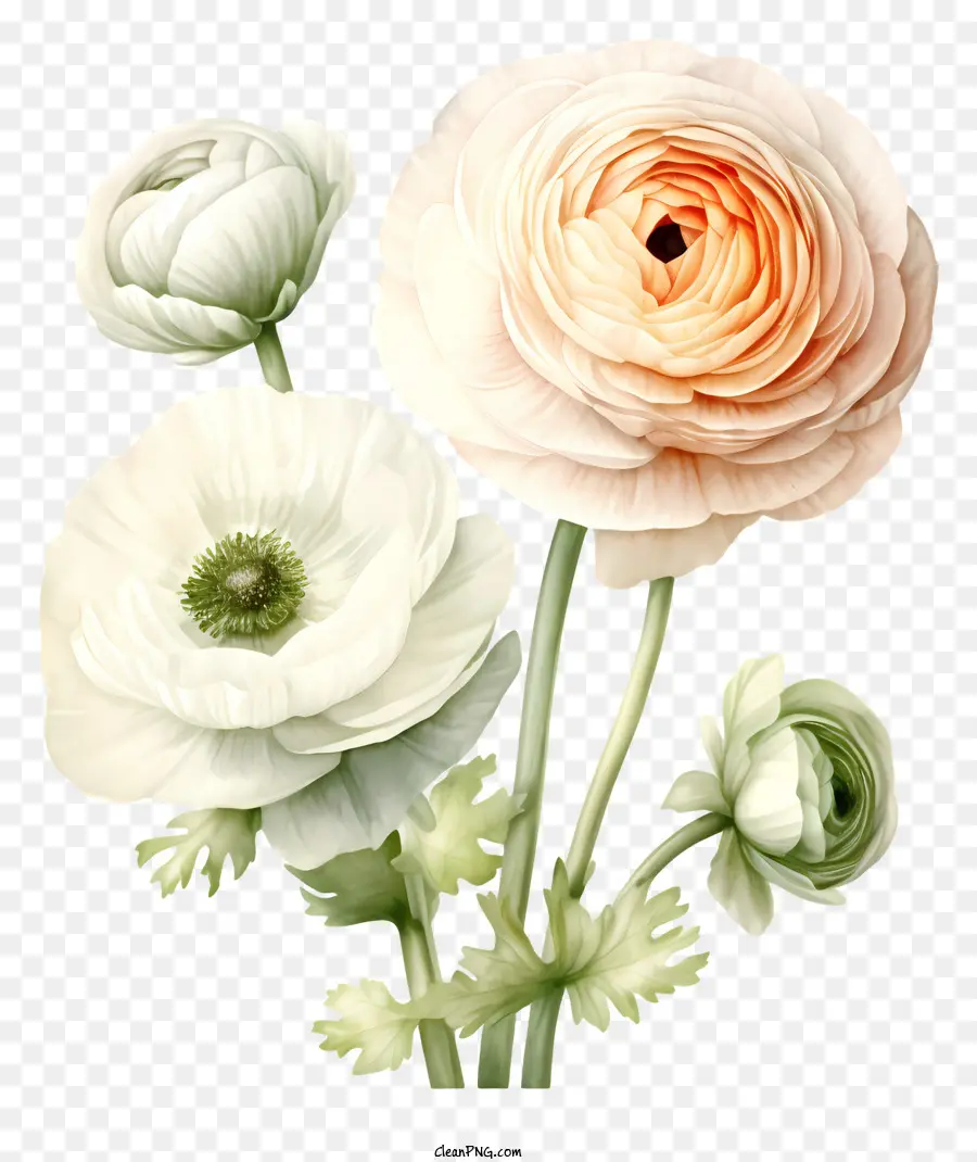 Flores De Papoula Brancas，Arranjo De Flores PNG