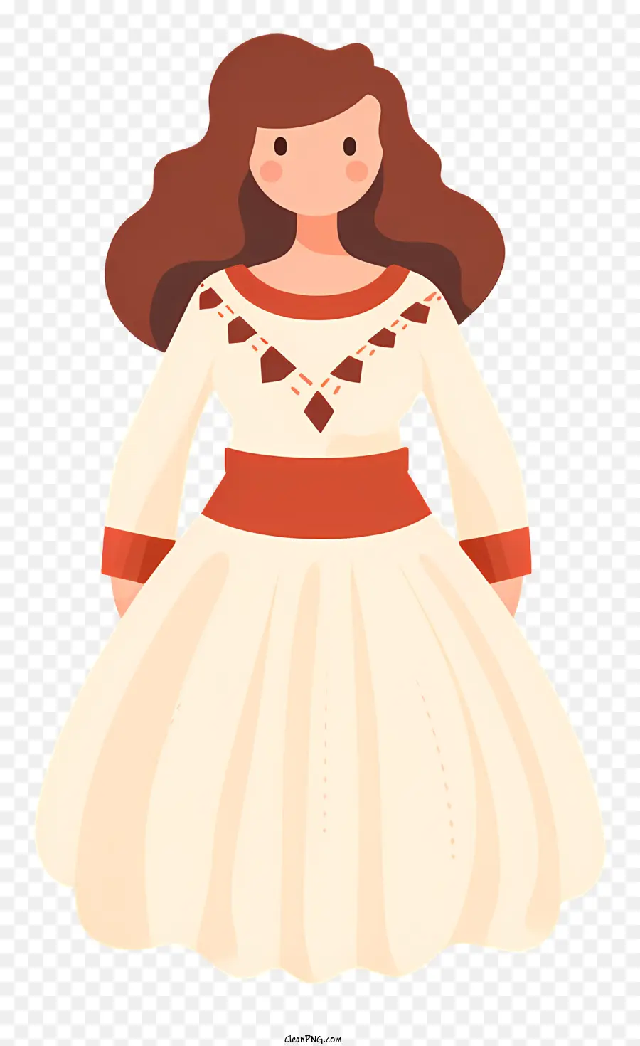 Mulher De Vestido Branco，Faixa Vermelha PNG