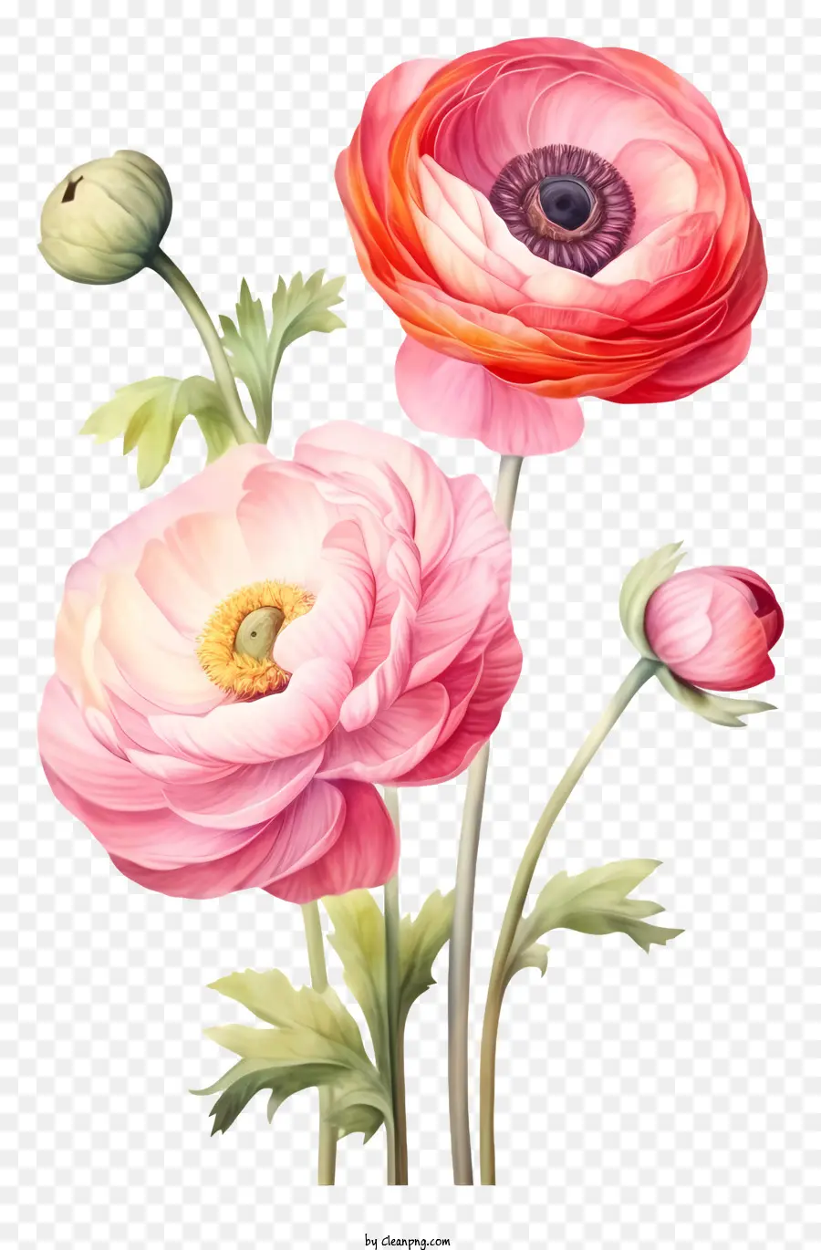 Flores Cor De Rosa，Pintou Flores PNG