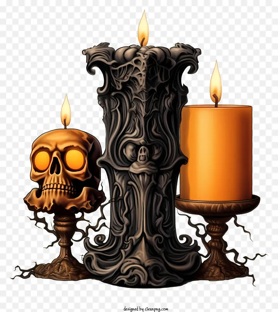 Velas Góticas，Decoração De Halloween PNG