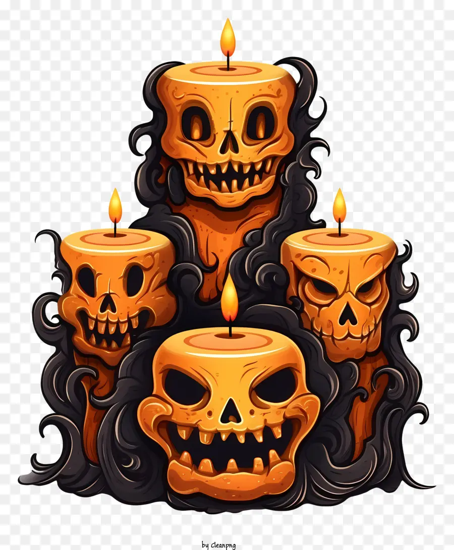 Halloween Velas，Faces De Abóbora Esculpida PNG