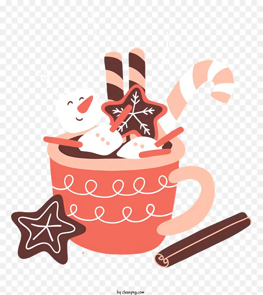 Chocolate Quente，Caneca Vermelha PNG