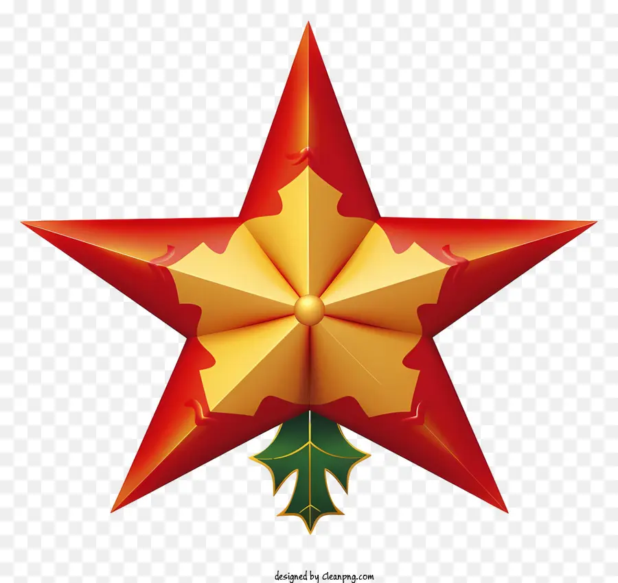 Estrela Dourada，Folhas Vermelhas PNG