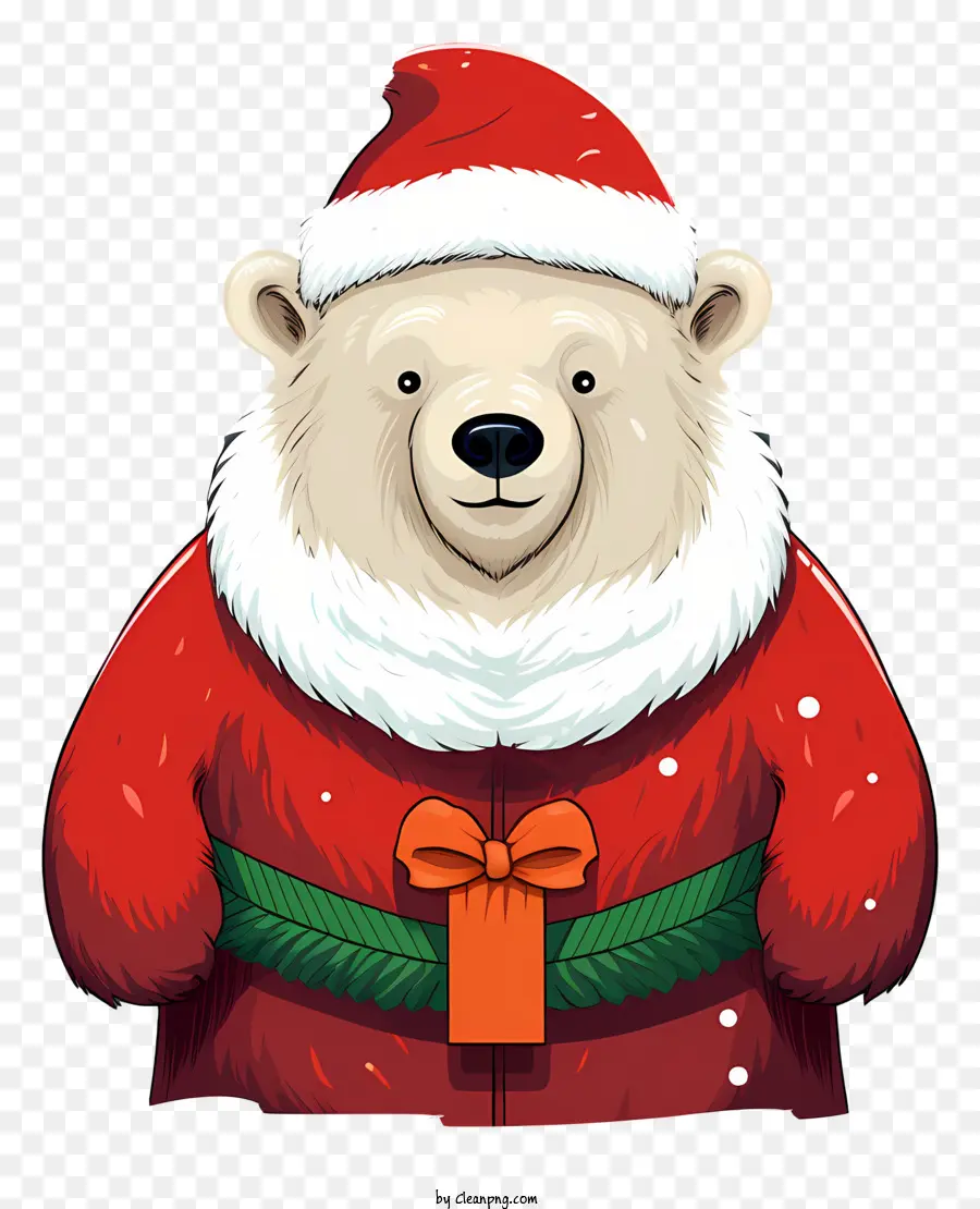 Desenho Animado Do Urso Polar，Roupa De Papai Noel PNG