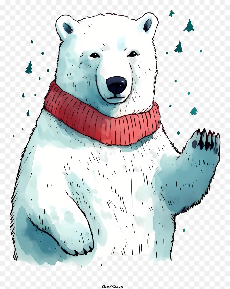 Urso Polar，Lenço Vermelho PNG