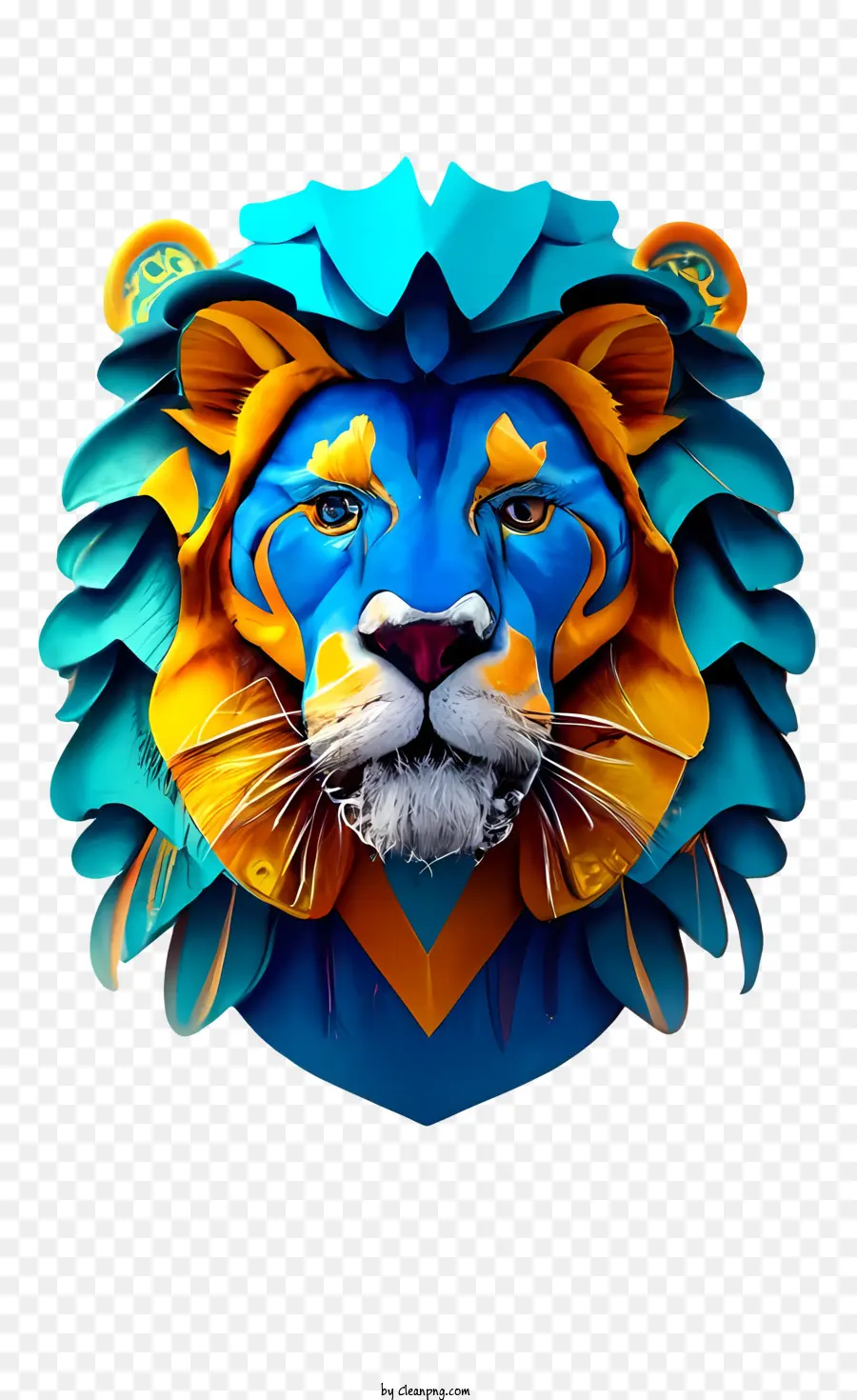 Lion 3d Azul，Leão PNG