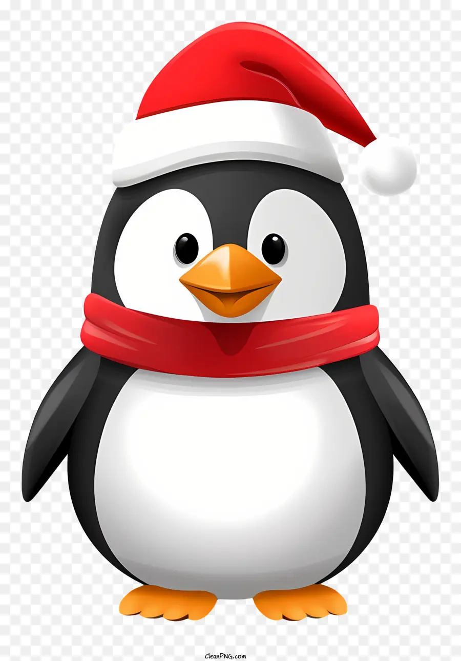 Cartoon Penguin，Chapéu De Papai Noel PNG
