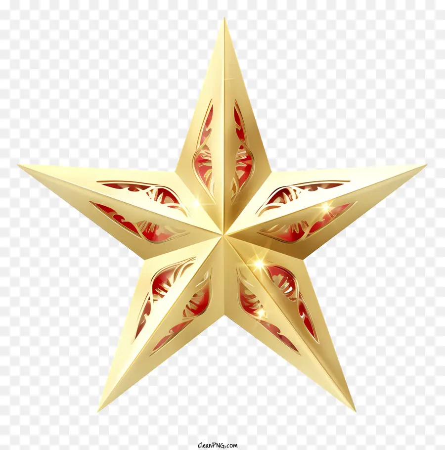Estrela De Metal De Ouro，Decorações PNG