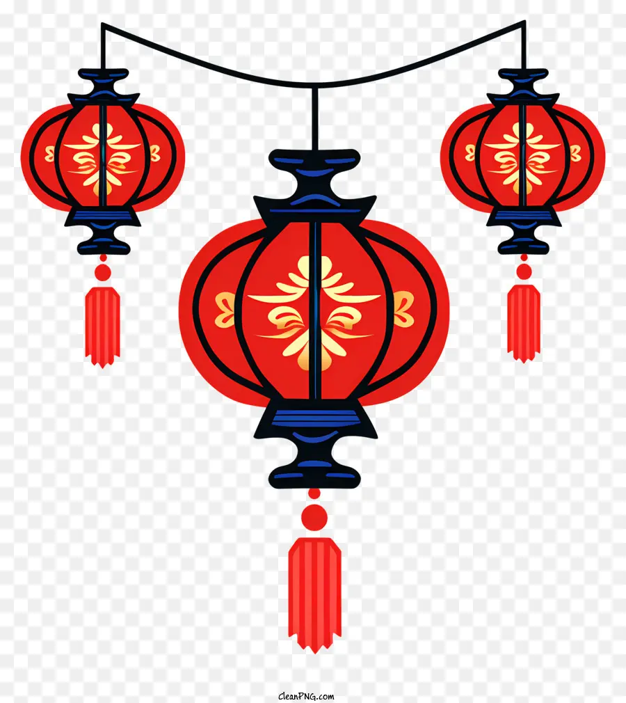 Lanterna Chinesa，Vermelho E Azul PNG