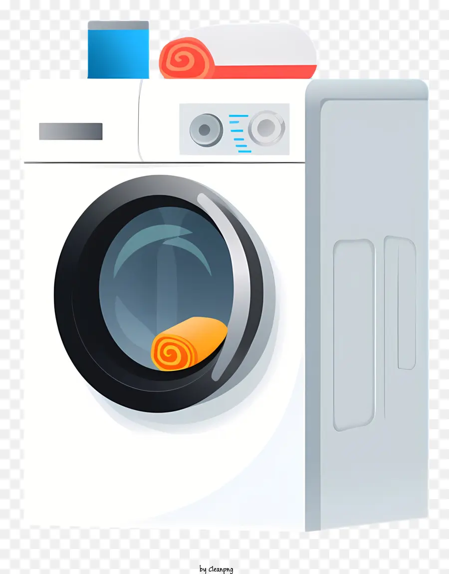Máquina De Lavar Roupa，Corpo Branco E Prateado PNG