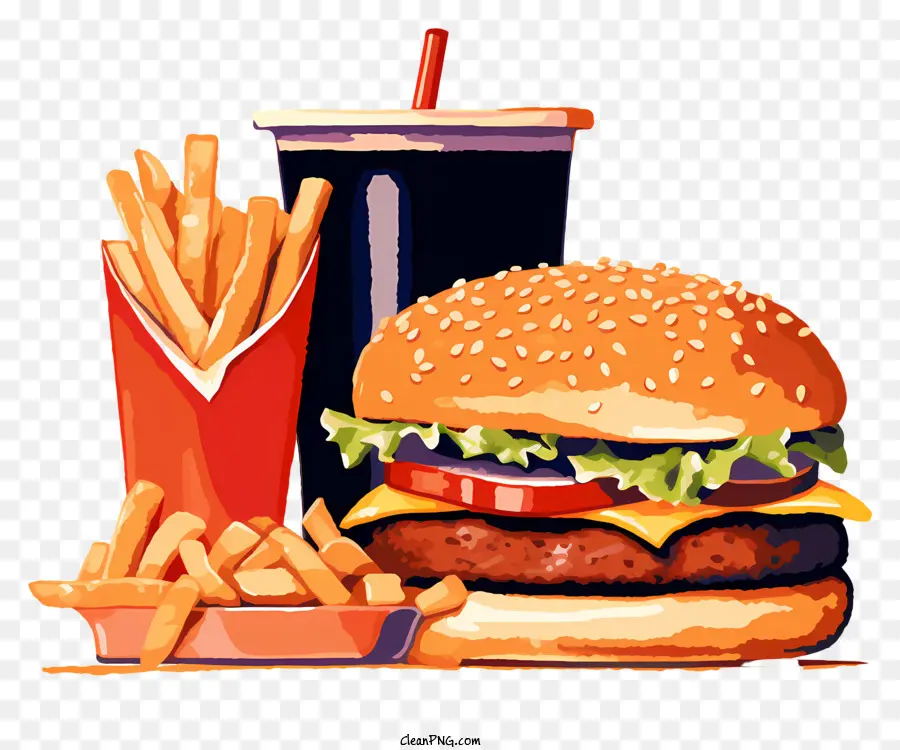 Hamburger，Batatas Fritas PNG