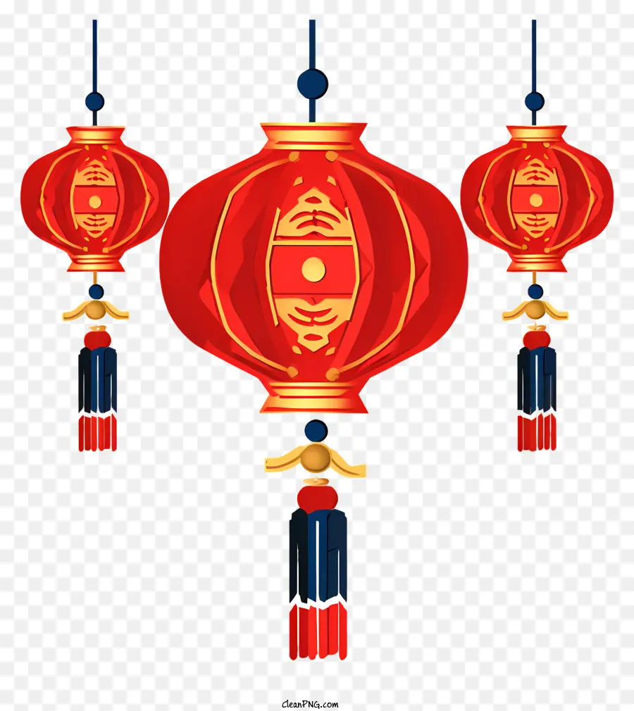 Ano Novo Chinês，Lanternas De Papel Vermelho PNG