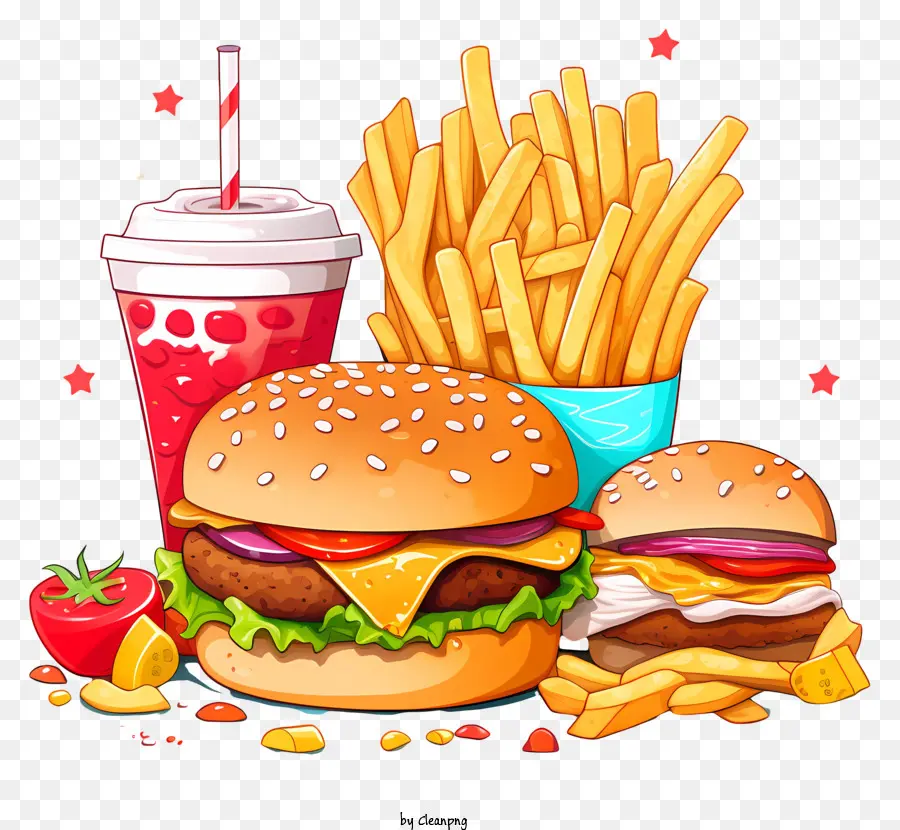 Cartoon De Fast Food，Hamburger PNG