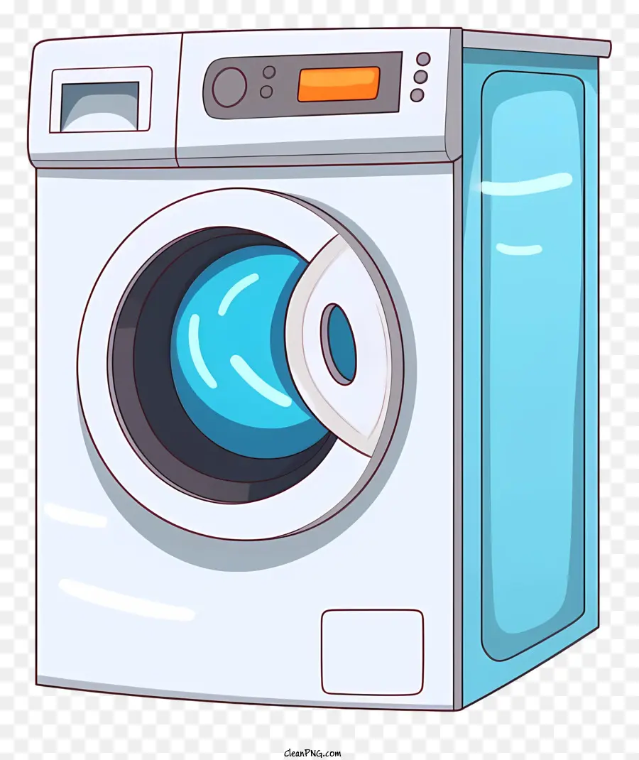 Máquina De Lavar Roupa，Janela Frontal De Vidro Azul PNG