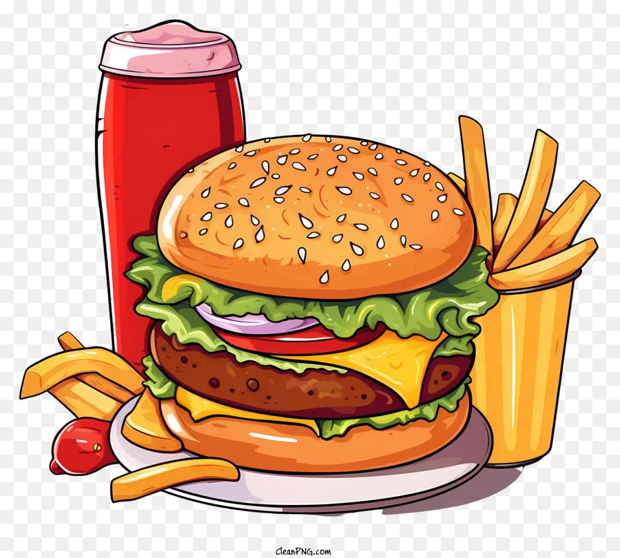 Hamburger，Batatas Fritas PNG