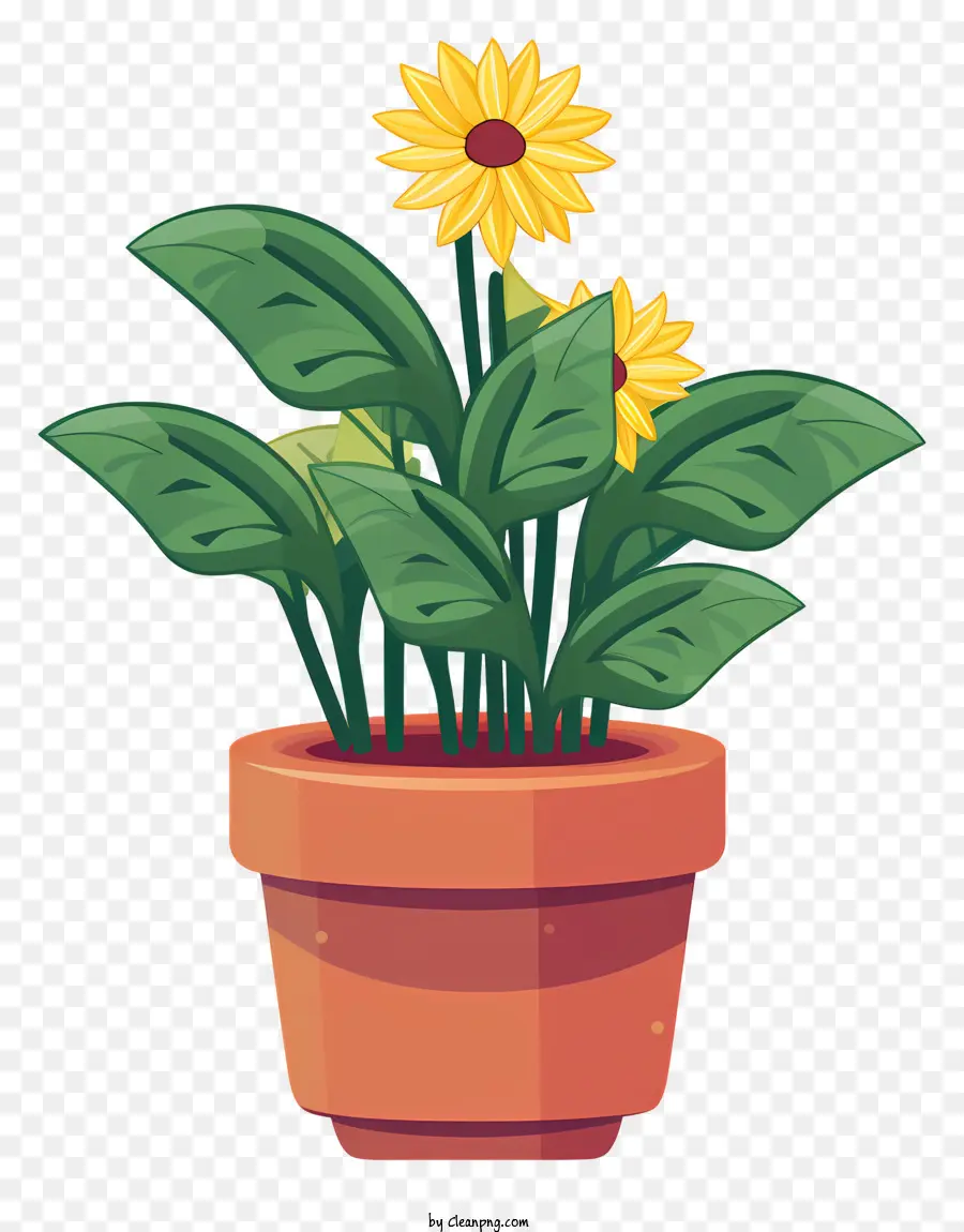 Vaso De Flores，Flores Amarelas PNG