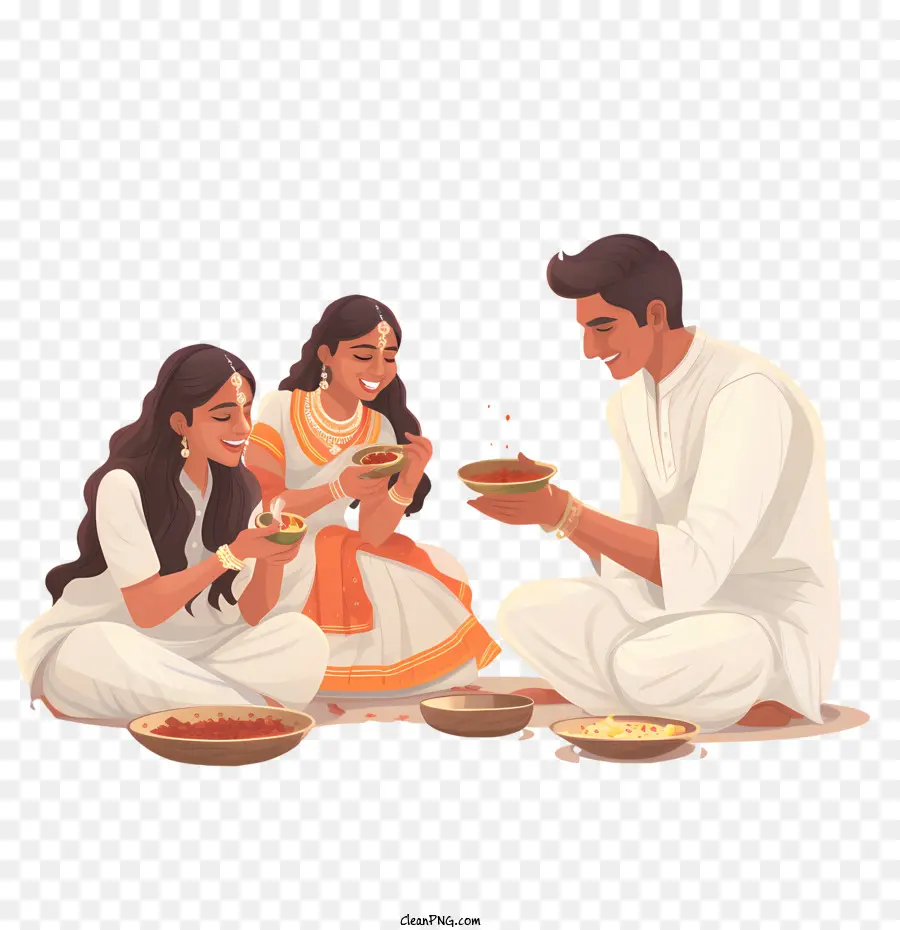 Bhai Dooj，Comer Em Família PNG