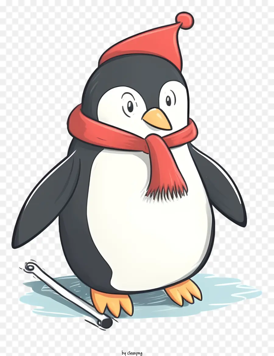 Cartoon Penguin，Lenço E Chapéu Vermelho PNG